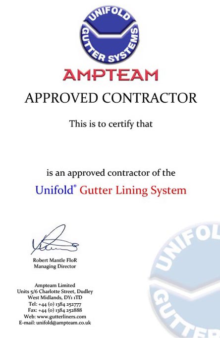 Ampteam Approved Contractor Certificate